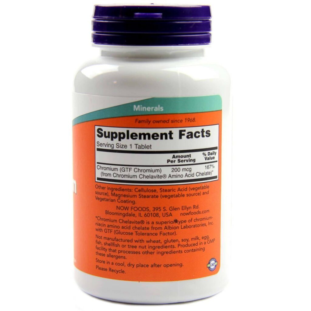 Cromo GTF 200 Mcg Now Foods Livre de Levedura - 250 Tabletes: Controle Glicêmico e Metabolismo - Imagem 2