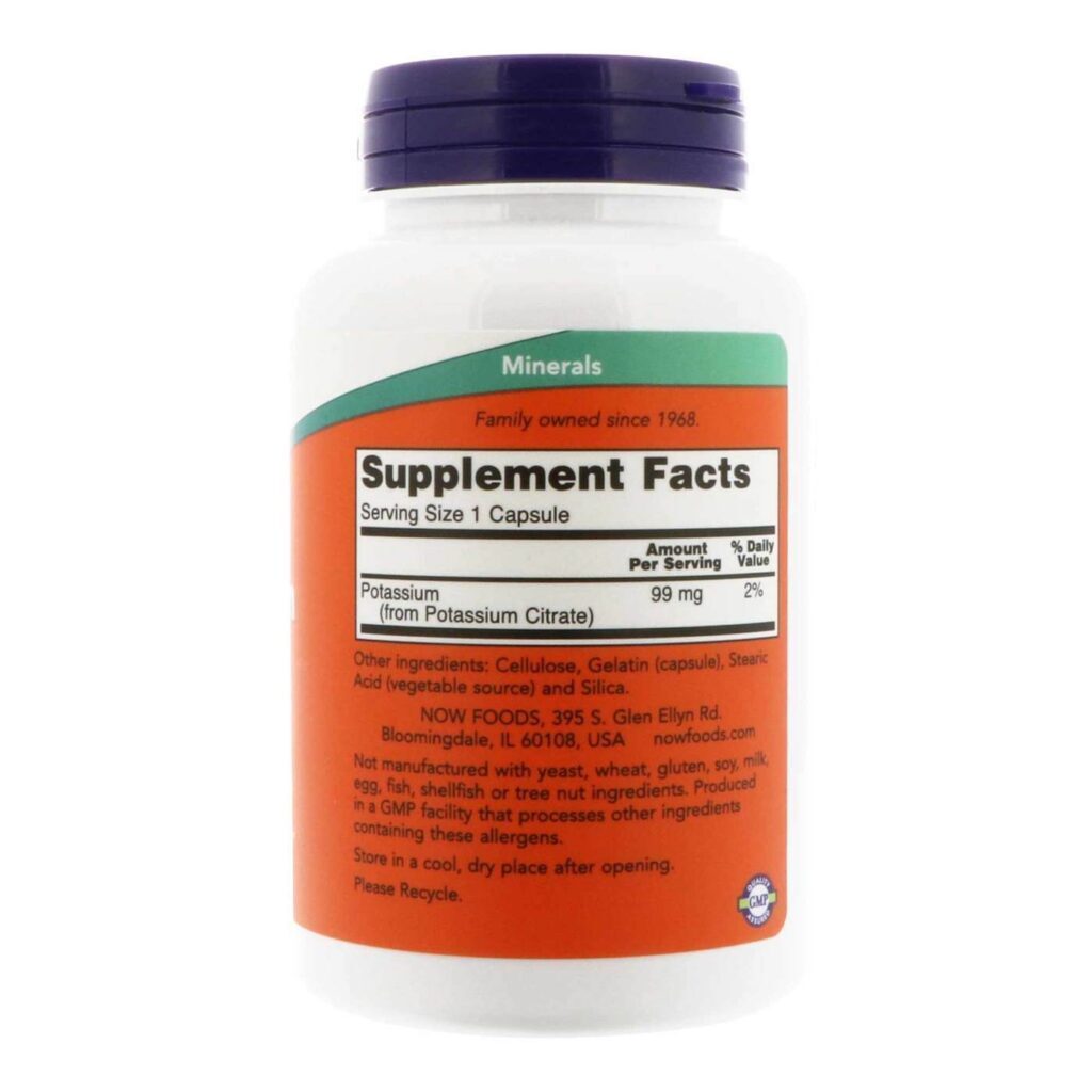 Citrato de Potássio 99 mg Now Foods 180 Cápsulas: Essencial para o Equilíbrio Eletrolítico e Bem-Estar - Imagem 2
