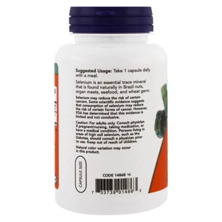 Selênio 200 mcg Sem Leveduras Now Foods 180 Cápsulas Vegetarianas - Image 2
