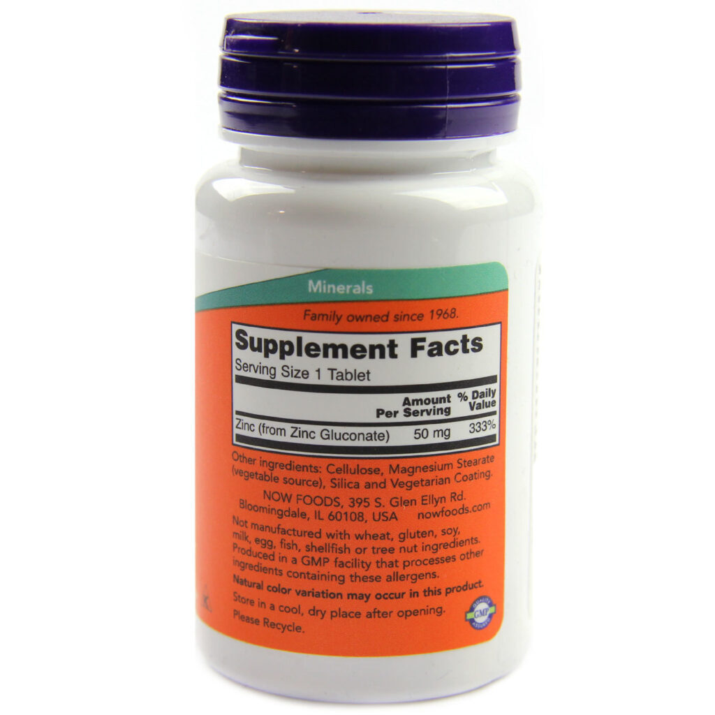 Now Foods Zinco 50 mg - 100 Tabletes: Imunidade e Bem-Estar Essencial - Imagem 2