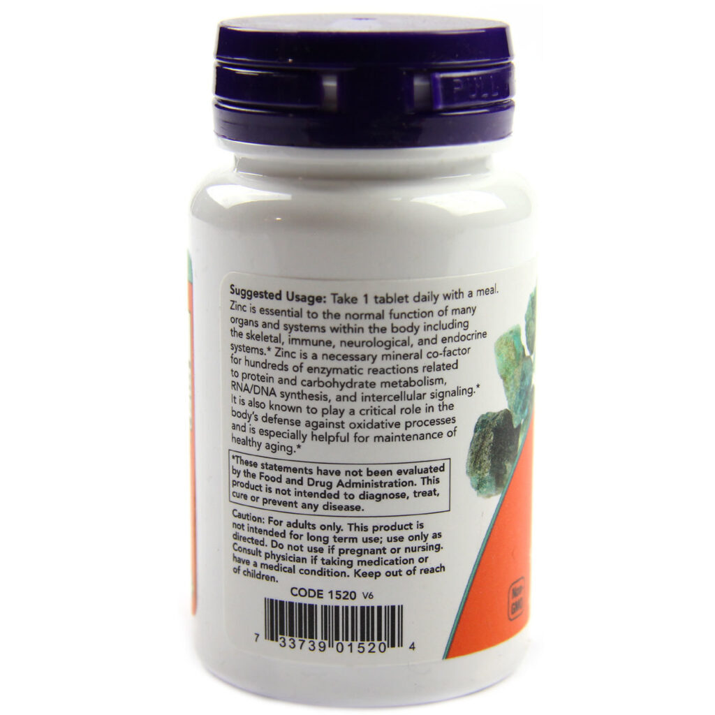Now Foods Zinco 50 mg - 100 Tabletes: Imunidade e Bem-Estar Essencial - Imagem 3