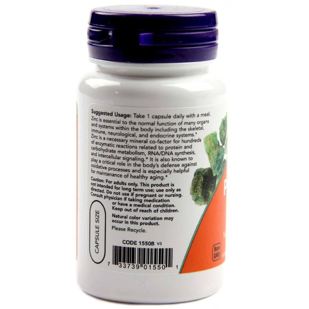 Zinco Policonato 50 mg Now Foods 60 Cápsulas Vegetarianas - Imunidade e Bem-Estar - Imagem 3