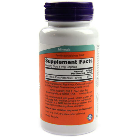 Zinco Quelato Policonato 50 mg Now Foods 120 Cápsulas Veganas - Saúde Imunológica e Bem-Estar - Imagem 2