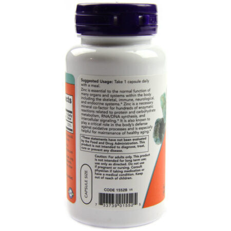 Zinco Quelato Policonato 50 mg Now Foods 120 Cápsulas Veganas - Saúde Imunológica e Bem-Estar - Imagem 3