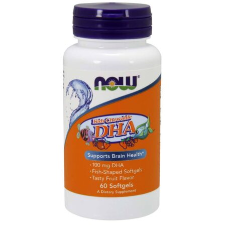 Now Foods, DHA 100 mg - Mastigáveis para Crianças - 60 Cápsulas