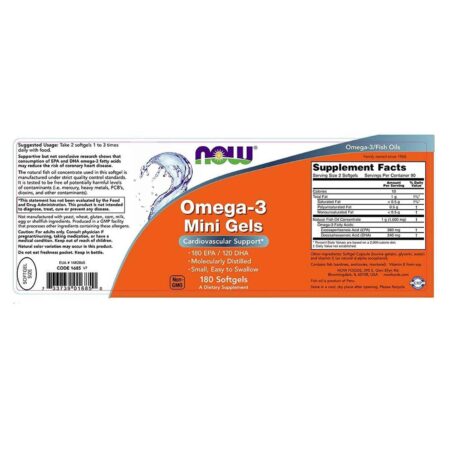 Now Foods, Omega 3 Mini Gels - 180 Cápsulas em Gel - Image 2