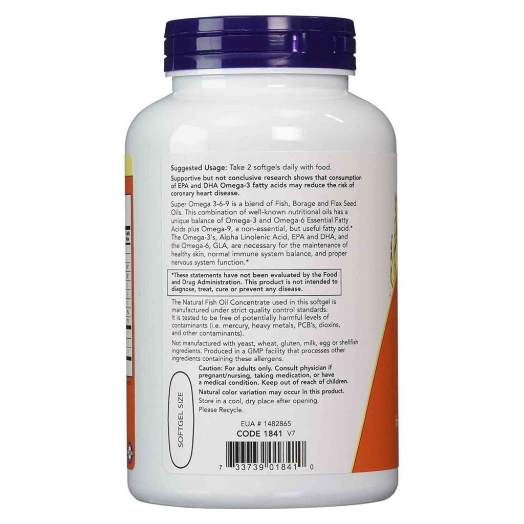 Now Foods Super Omega 3-6-9 - 1200 mg - 180 Cápsulas em Gel: Saúde Cardiovascular e Bem-Estar Completo - Imagem 2