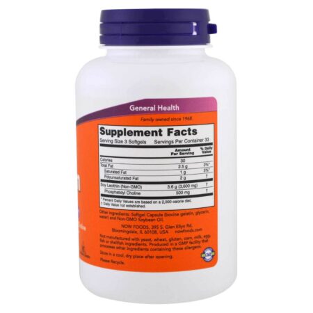 Now Foods, Lecitina de 1200 mg - 100 Cápsulas em Gel - Image 2