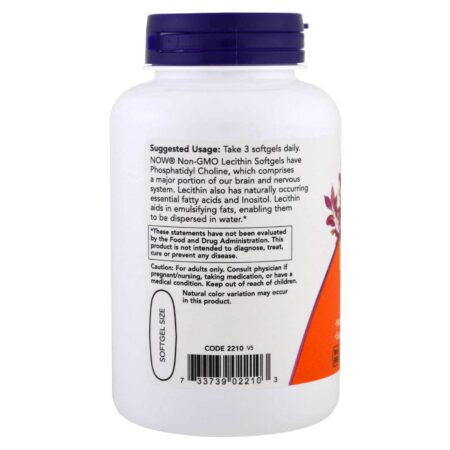 Now Foods, Lecitina de 1200 mg - 100 Cápsulas em Gel - Image 3