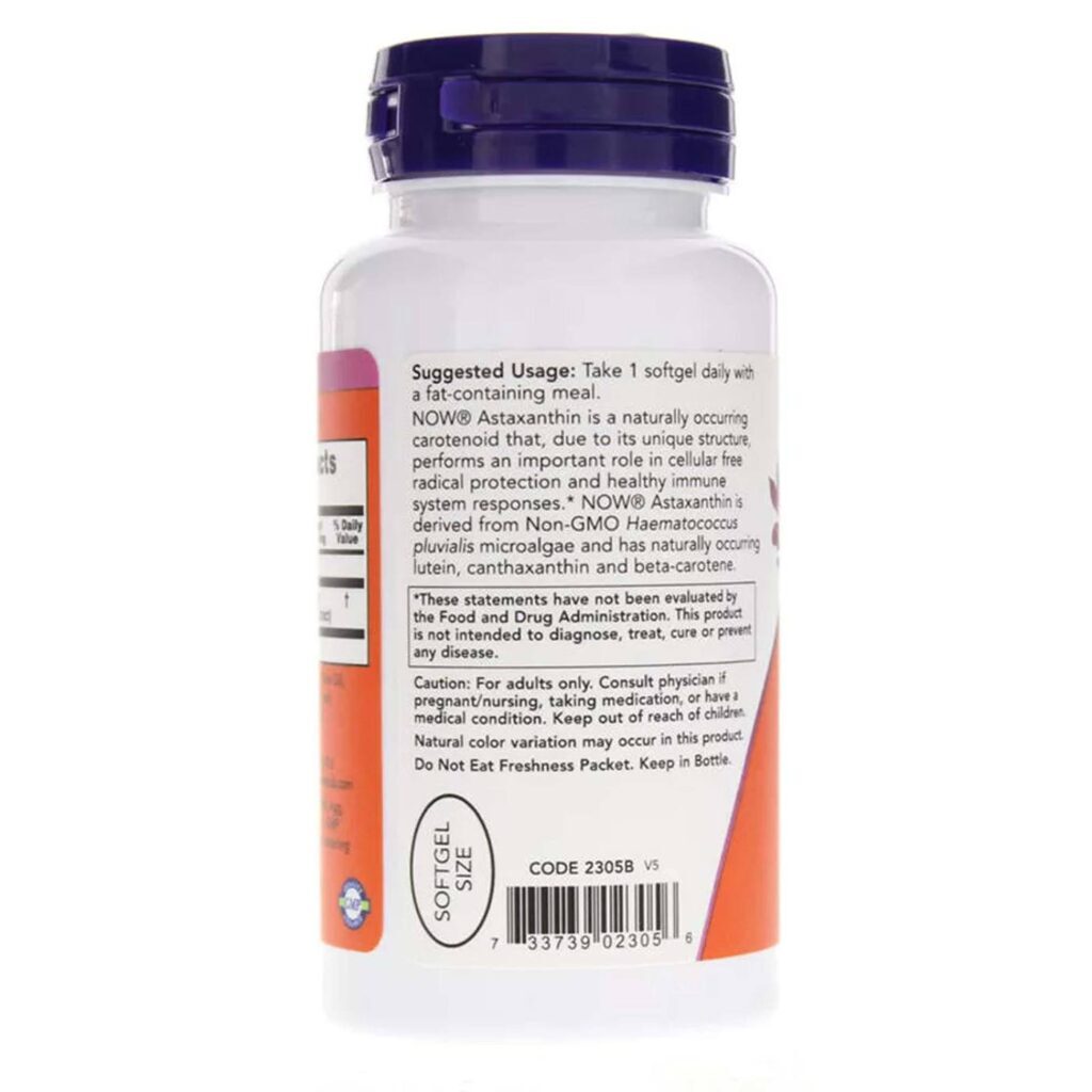 Astaxantina 4 mg Now Foods - 90 Cápsulas em Gel: Potência Antioxidante para Sua Saúde - Imagem 3