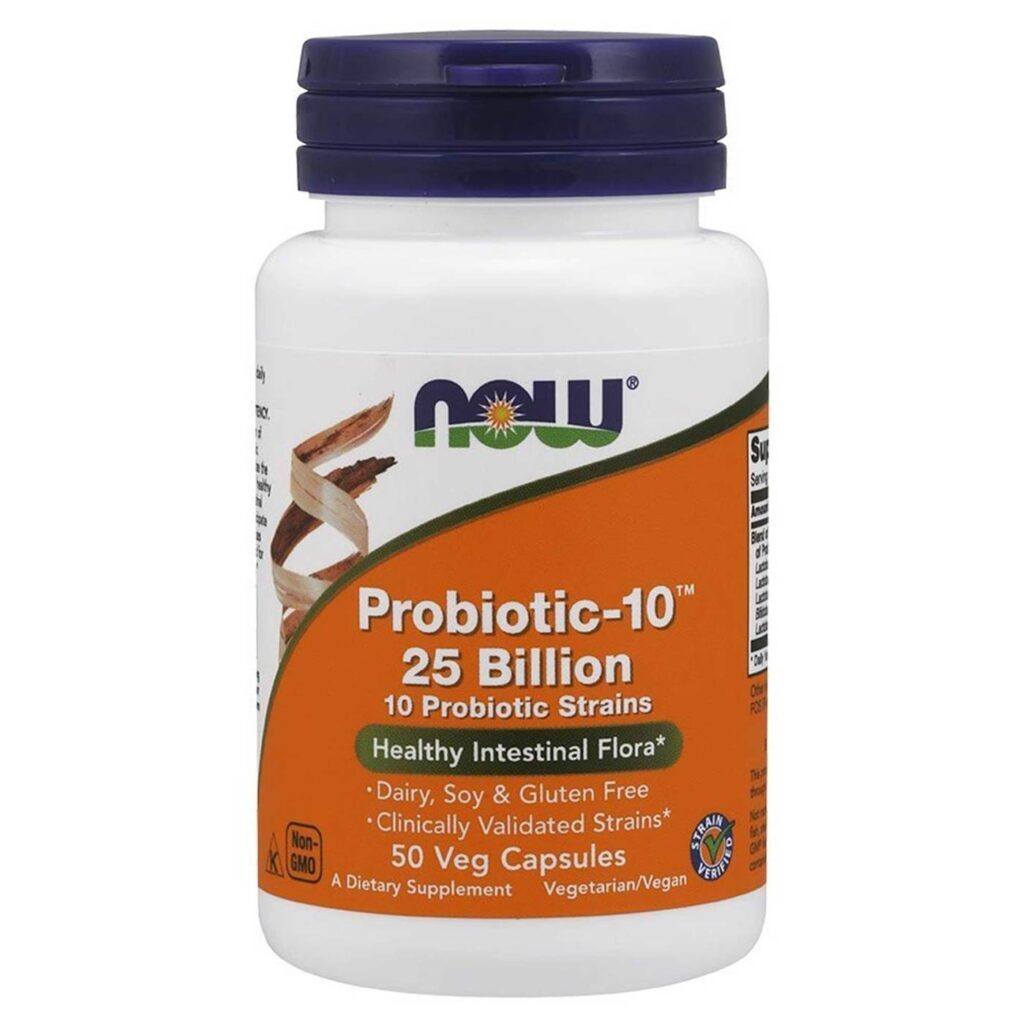 Probiótico-10 25 Bilhões Now Foods 50 Cápsulas Vegetarianas - Saúde Intestinal