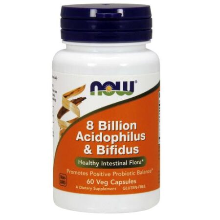 Now Foods, Probiótico Acidophilus e Bifidus 8 Bilhões - 60 Cápsulas Vegetarianas