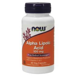 Ácido Alfa Lipóico Now Foods 100mg com Vitaminas C & E - 60 Cápsulas Vegetarianas