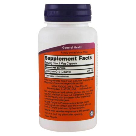 Now Foods CoQ10 200 mg - 60 Cápsulas Vegetarianas: Energia e Saúde do Coração - Imagem 2