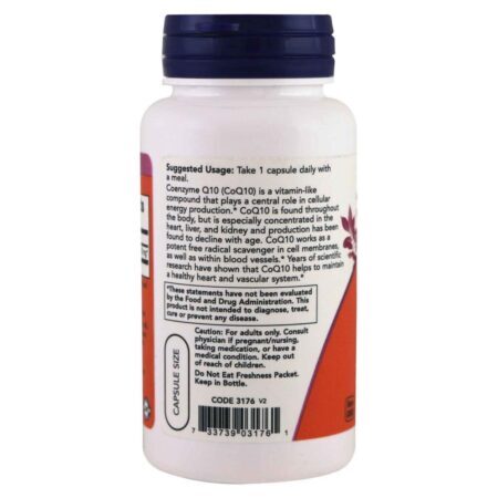 Now Foods CoQ10 200 mg - 60 Cápsulas Vegetarianas: Energia e Saúde do Coração - Imagem 3
