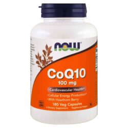 CoQ10 100mg com Baga de Espinheiro Now Foods 180 Cápsulas Vegetarianas | Antioxidante e Energia