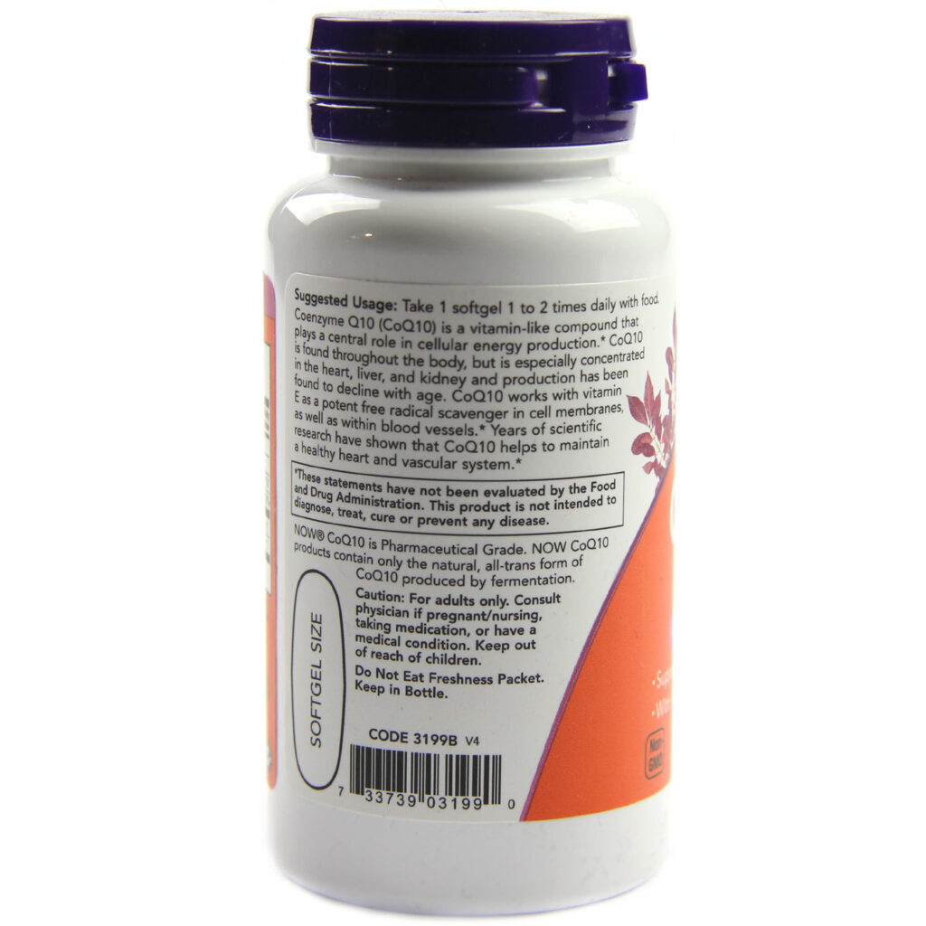 CoQ10 400 mg com Vitamina E e Lecitina Now Foods - 30 Cápsulas em Gel - Imagem 3