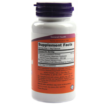 Natural Resveratrol 200 mg Mega Potência Now Foods 60 Cápsulas Vegetarianas - Image 2