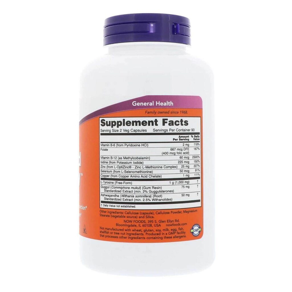 Now Foods Tireóide Energy™ - 180 Cápsulas Vegetarianas para o Metabolismo - Imagem 2