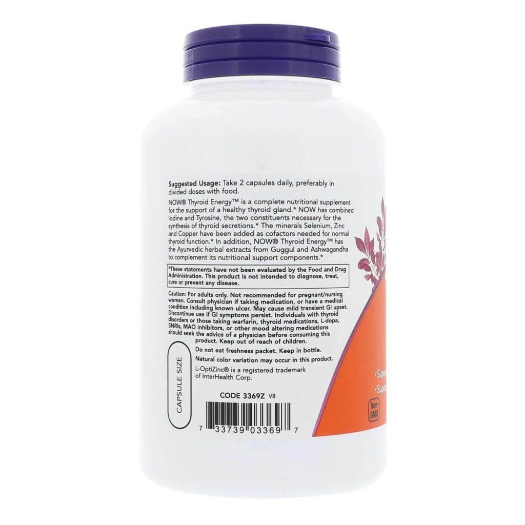 Now Foods Tireóide Energy™ - 180 Cápsulas Vegetarianas para o Metabolismo - Imagem 3