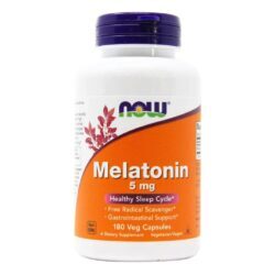 Now Foods Melatonina 5 mg - 180 Cápsulas Vegetarianas para Sono Repousante