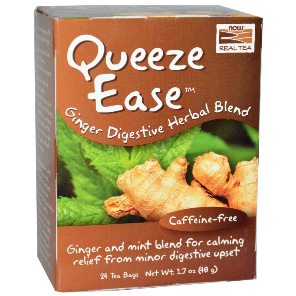 Now Foods Chá Queeze Ease - 24 Sachês para Alívio e Bem-Estar