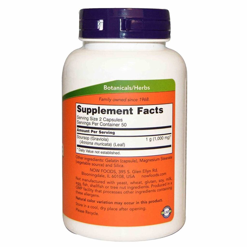 Now Foods Graviola 500 mg - 100 Cápsulas: Suplemento Natural para Bem-Estar - Imagem 2