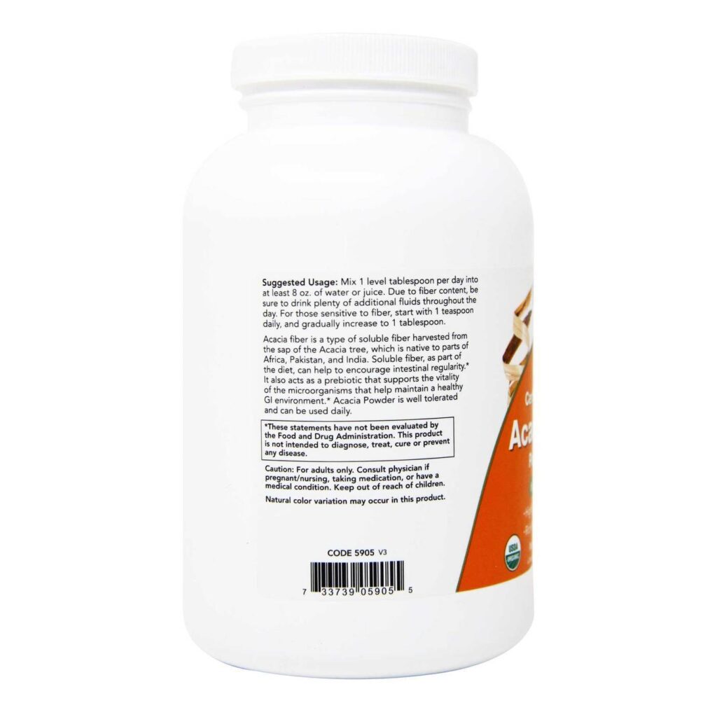 Now Foods Fibra de Acácia Orgânica em Pó - 340g: Solução Natural para Seu Bem-Estar Digestivo e Geral - Imagem 2