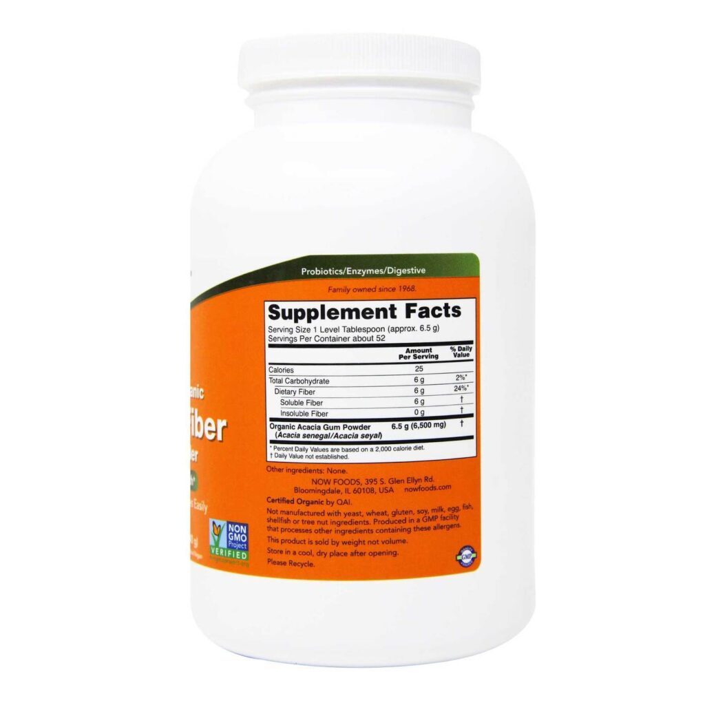 Now Foods Fibra de Acácia Orgânica em Pó - 340g: Solução Natural para Seu Bem-Estar Digestivo e Geral - Imagem 3