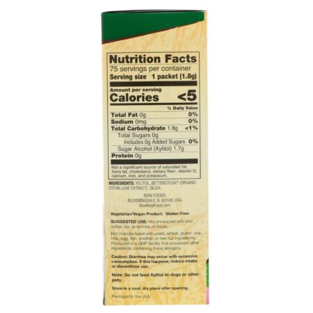 Xylitol mais com Extrato de Stevia Now Foods 75 Pacotes - Image 2