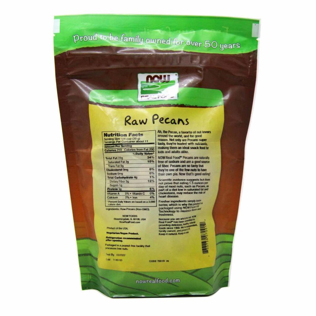 Now Foods Pecans Naturais Sem Sal - 340g (12 oz) - Oleaginosa Pura - Imagem 2