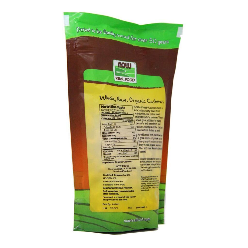 Now Foods Castanha de Caju Orgânica Sem Sal 284g: Nutrição Pura e Sabor Intenso - Imagem 2