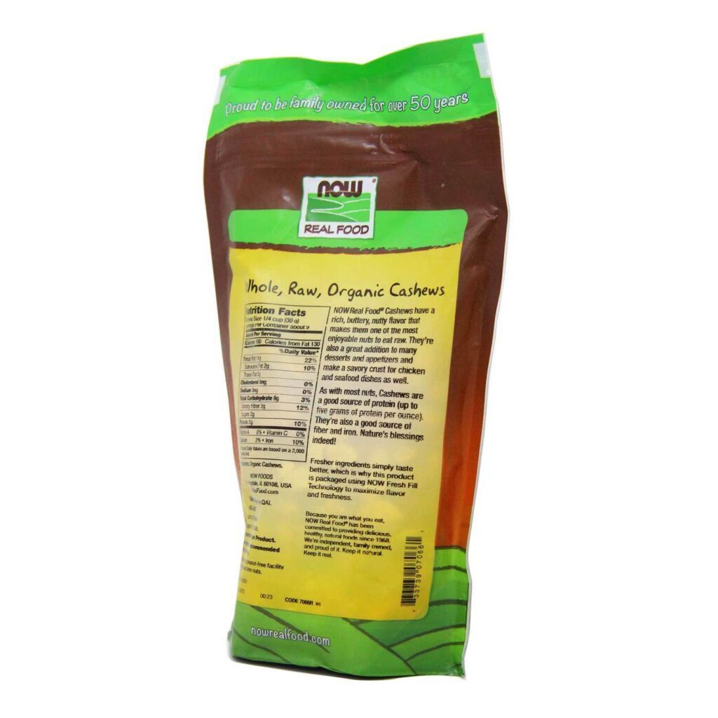 Now Foods Castanha de Caju Orgânica Sem Sal 284g: Nutrição Pura e Sabor Intenso - Imagem 3