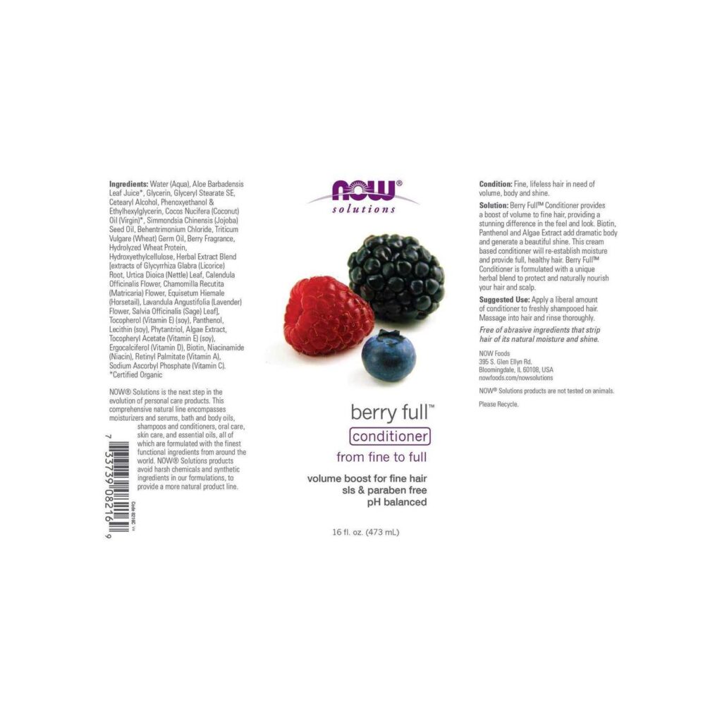 Now Foods Condicionador Natural Frutas Vermelhas 473 ml - Cabelos Radiantes e Saudáveis - Imagem 2