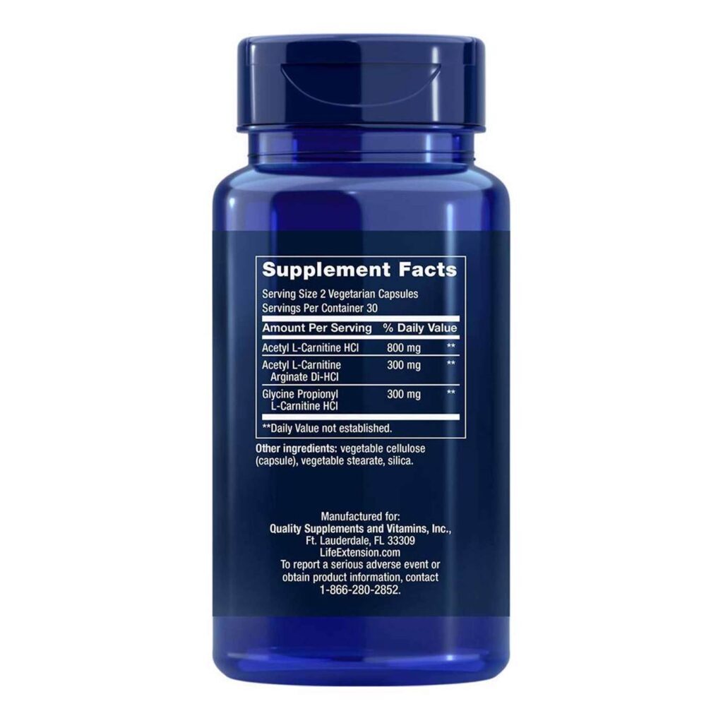 Life Extension Carnitina Otimizada GlycoCarn 60 Cápsulas Vegetarianas - Energia e Metabolismo - Imagem 3