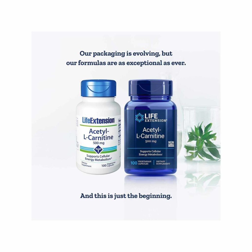 Life Extension Acetil-L-Carnitina 100 Cápsulas Vegetarianas - Energia e Foco - Imagem 2