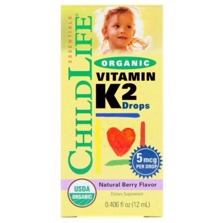 ChildLife, Gotas orgânicas de vitamina K2 - sabor natural de frutos - 12 ml