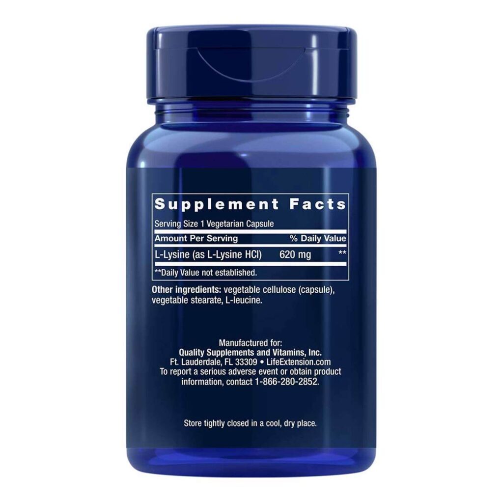 Life Extension L-Lisina 500mg - 100 Cápsulas para Suporte Imunológico e Saúde - Imagem 3