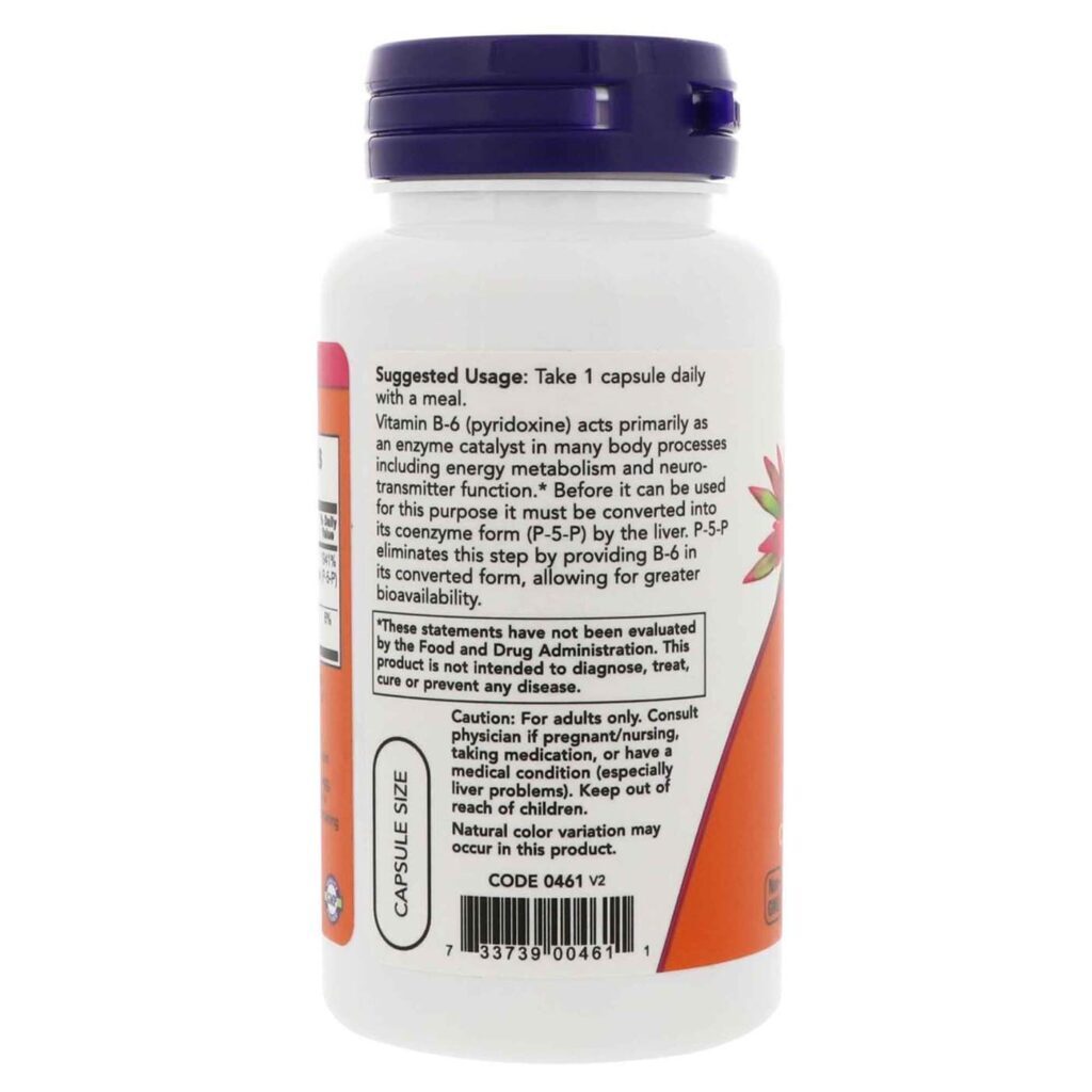 Now Foods P-5-P 50 mg - 90 Cápsulas Vegetais: Vitamina B6 Ativa para Saúde Cerebral e Energética no Brasil - Imagem 2
