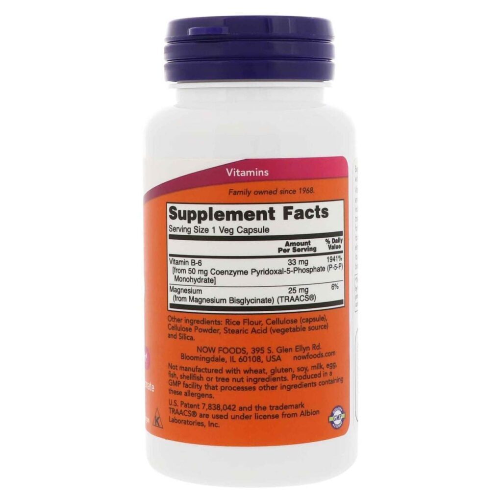 Now Foods P-5-P 50 mg - 90 Cápsulas Vegetais: Vitamina B6 Ativa para Saúde Cerebral e Energética no Brasil - Imagem 3