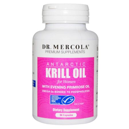 Dr Mercola Óleo de Krill para mulheres 1000 mg com óleo de prímula - 90 cápsulas