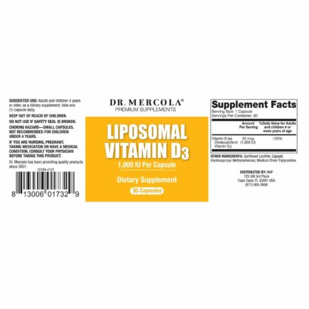 Dr. Mercola Vitamina D Lipossomal 1000 UI 30 Cápsulas - Image 3