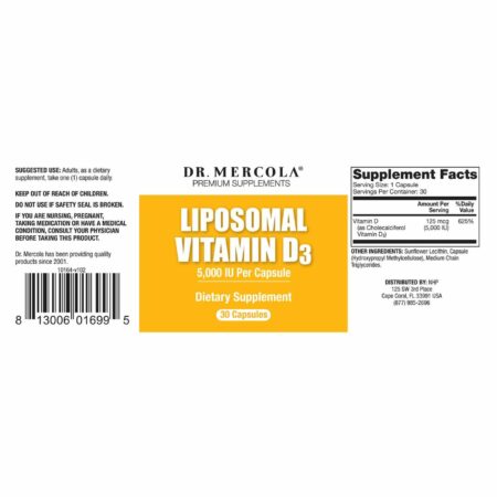 Dr. Mercola Vitamina D Lipossomal 5000 UI - 30 Cápsulas - Image 2