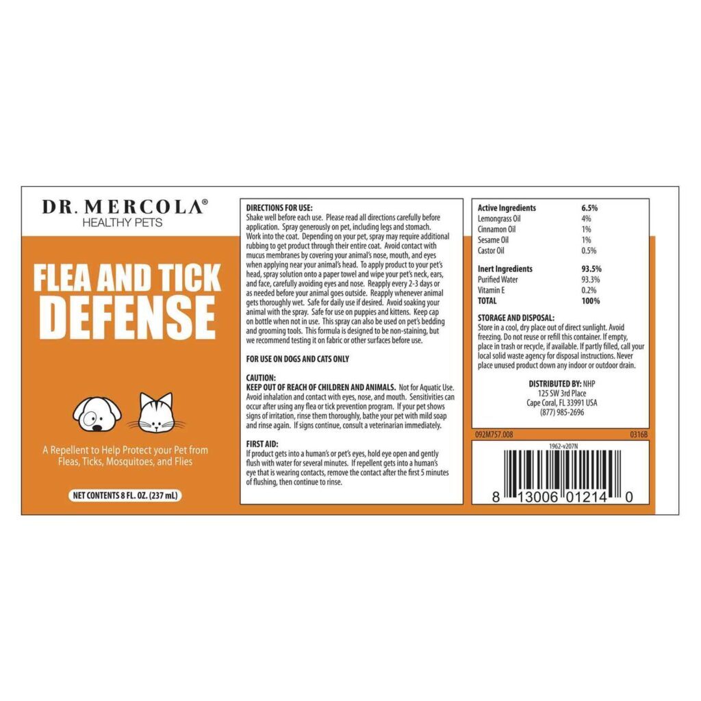 Dr. Mercola Defesa Natural Contra Pulgas e Carrapatos 237ml - Proteção Segura para Seu Pet no Brasil - Imagem 2