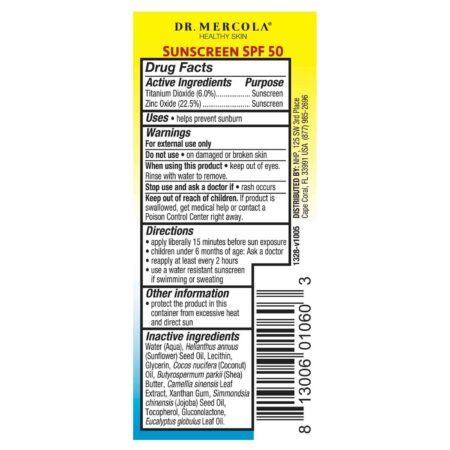 Dr. Mercola Protetor Solar Natural FPS 50 - 160 ml - Image 2