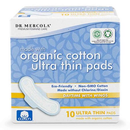 Dr. Mercola Ultra Thin Pads with Organic Cotton - Daytime with Wings 10 pads