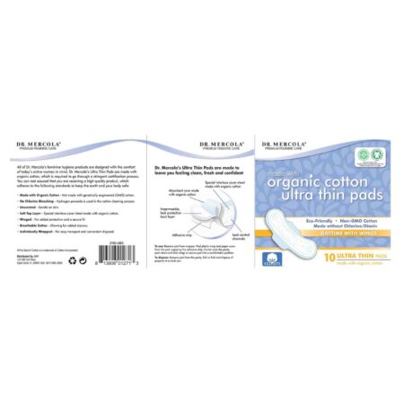 Dr. Mercola Ultra Thin Pads with Organic Cotton - Daytime with Wings 10 pads - Image 2