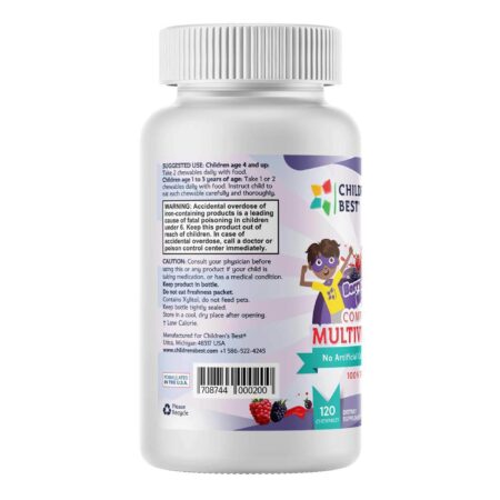 Children's Best, Multivitamínico Completo sem açúcar para crianças - Não OGM, Vegano - 120 comprimidos mastigáveis - Image 2