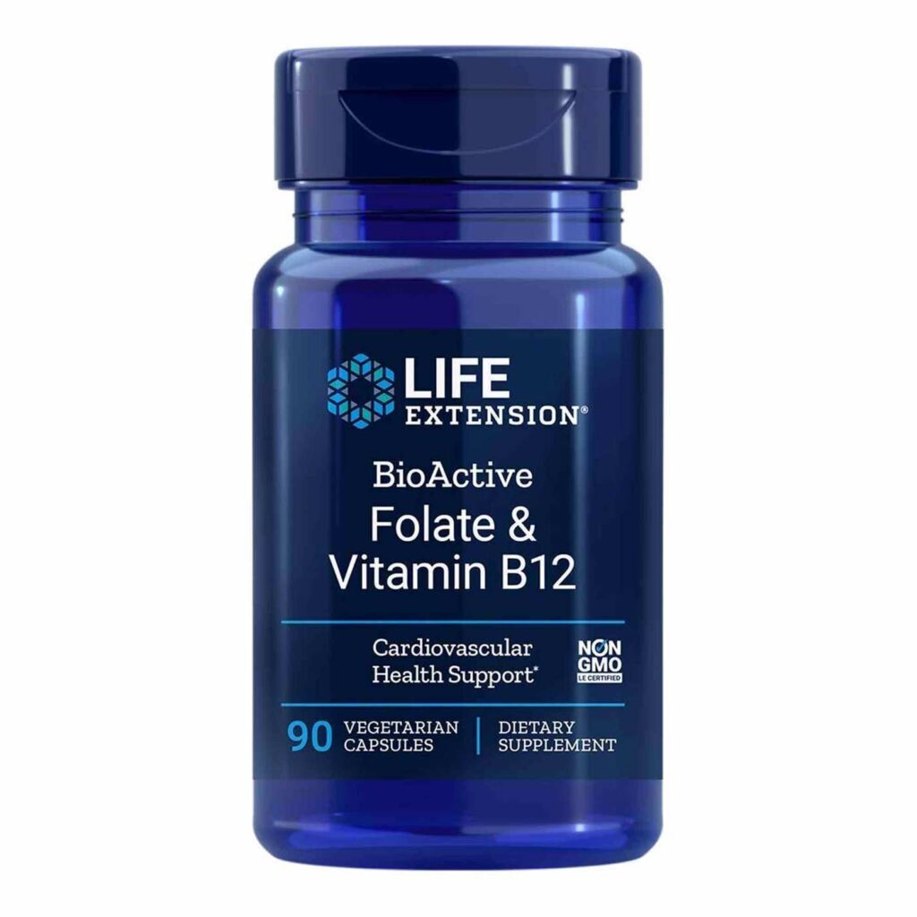 Life Extension Ácido Fólico e Vitamina B12 - 90 Cápsulas: Saúde Cerebral e Energética