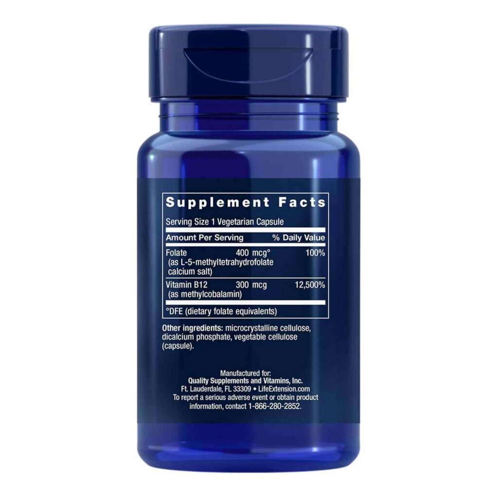 Life Extension Ácido Fólico e Vitamina B12 - 90 Cápsulas: Saúde Cerebral e Energética - Imagem 3